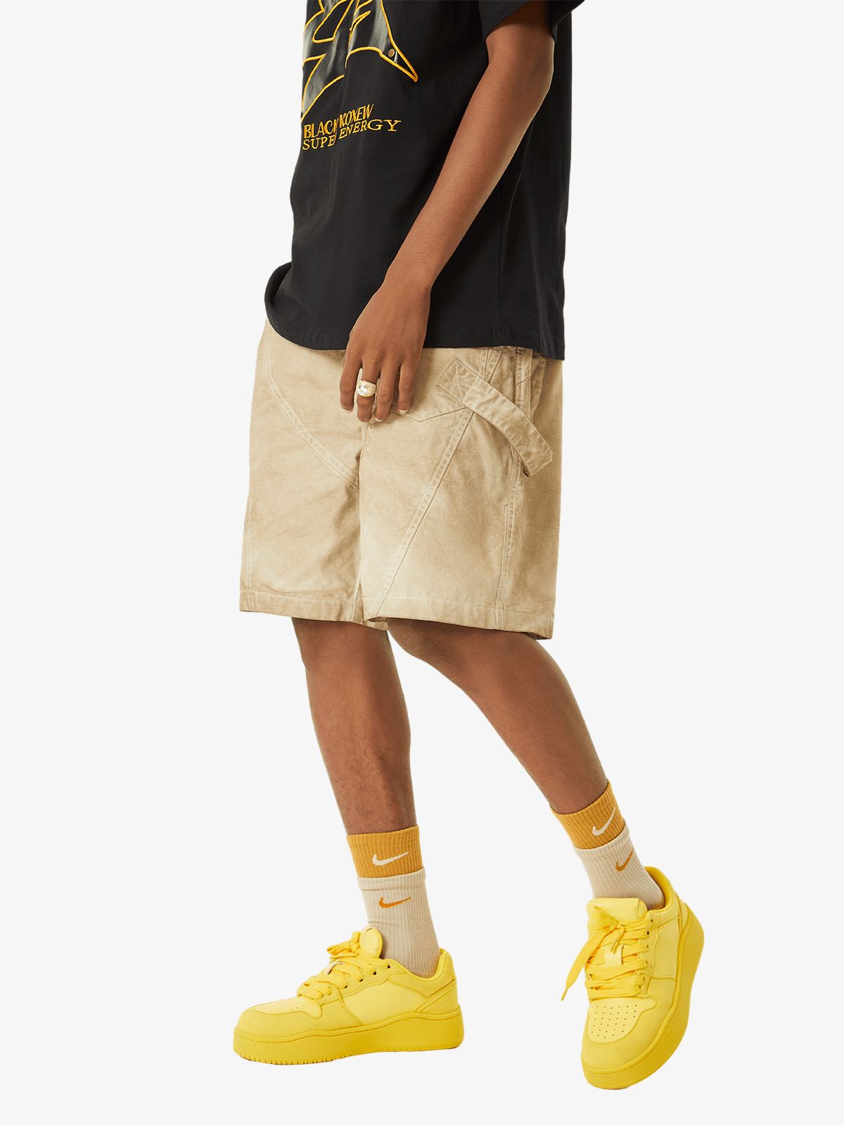 Thesupermade Retro Washed Distressed Hip-Hop Shorts 