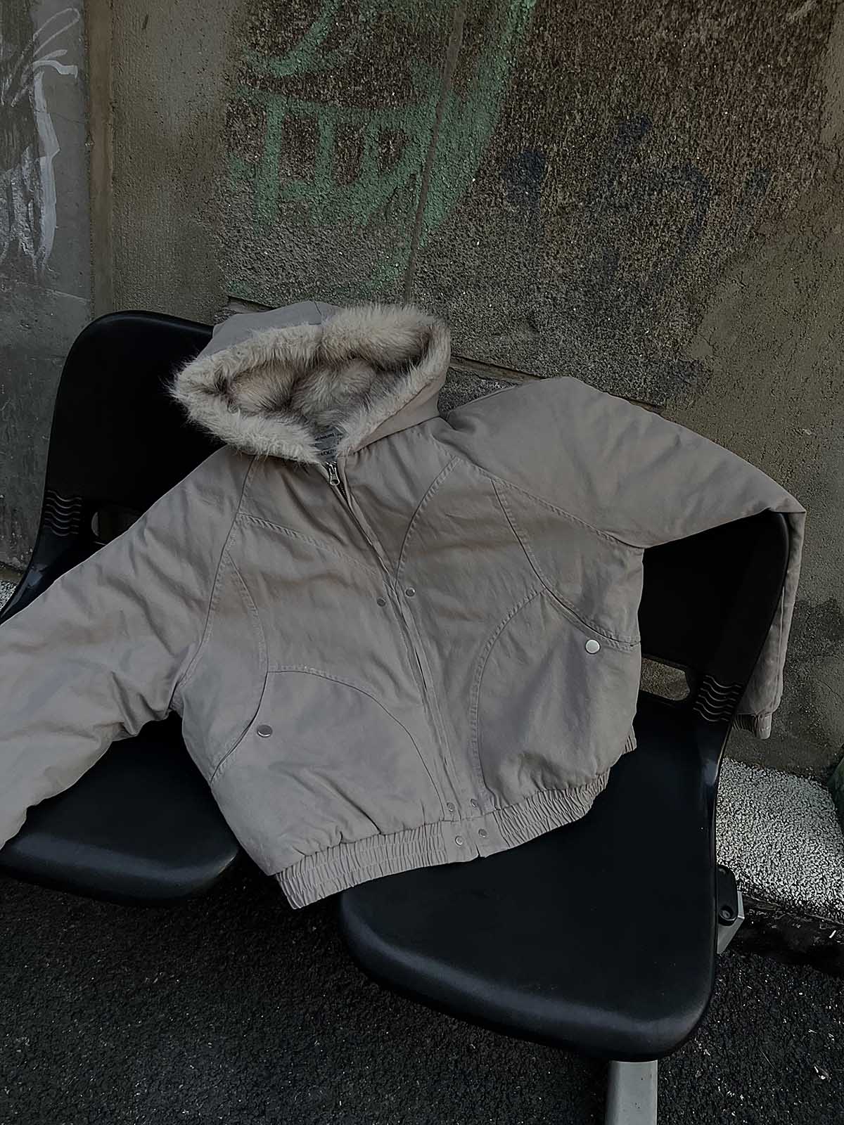 Spliced Fur Hooded Quilted Jacket - 2285 