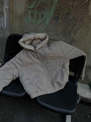 Spliced Fur Hooded Quilted Jacket - 2285 