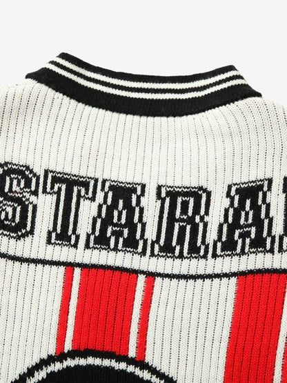 Thesupermade Vintage Striped Baseball Short-sleeved Knit Sweater - 2249 