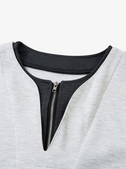 Contrast Color Stitching Faux Two-Piece T-shirt 