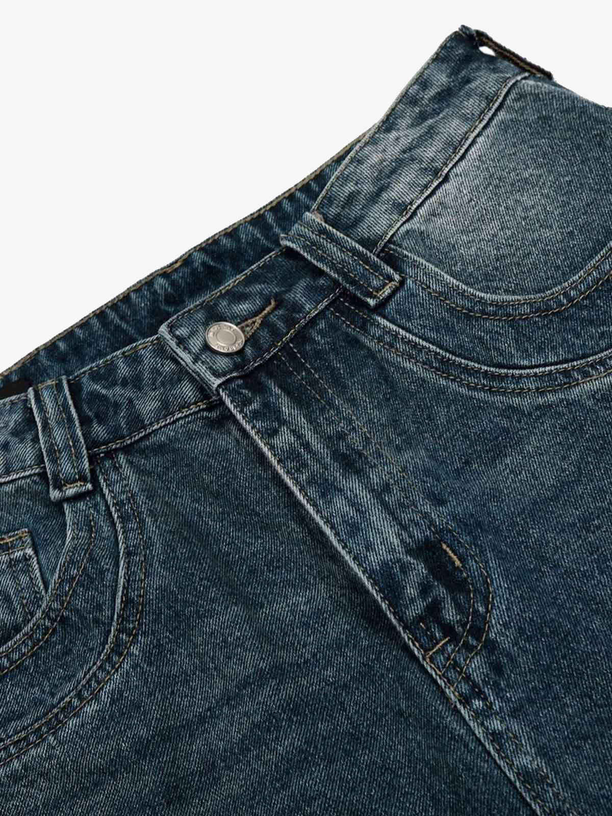 Washed Studded Denim Jorts 