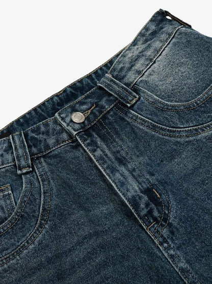 Washed Studded Denim Jorts 