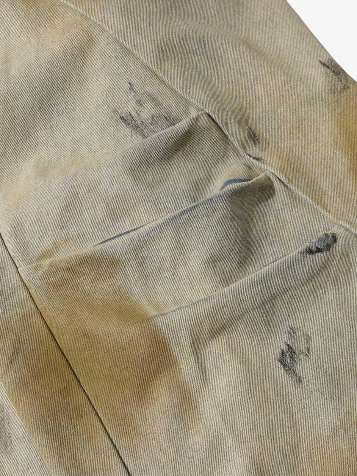 Washed Graffiti Spray Paint Barrel Jeans 