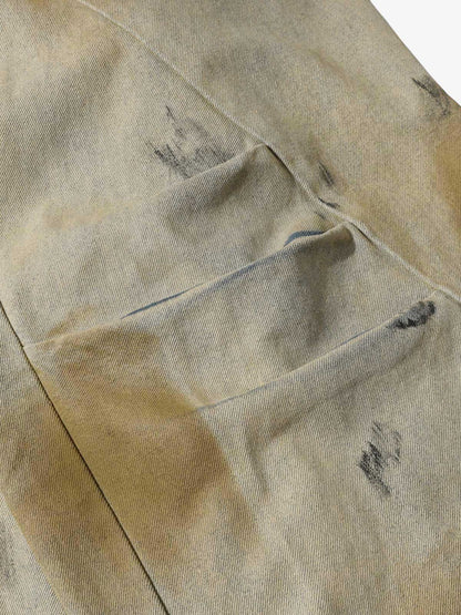 Washed Graffiti Spray Paint Barrel Jeans 