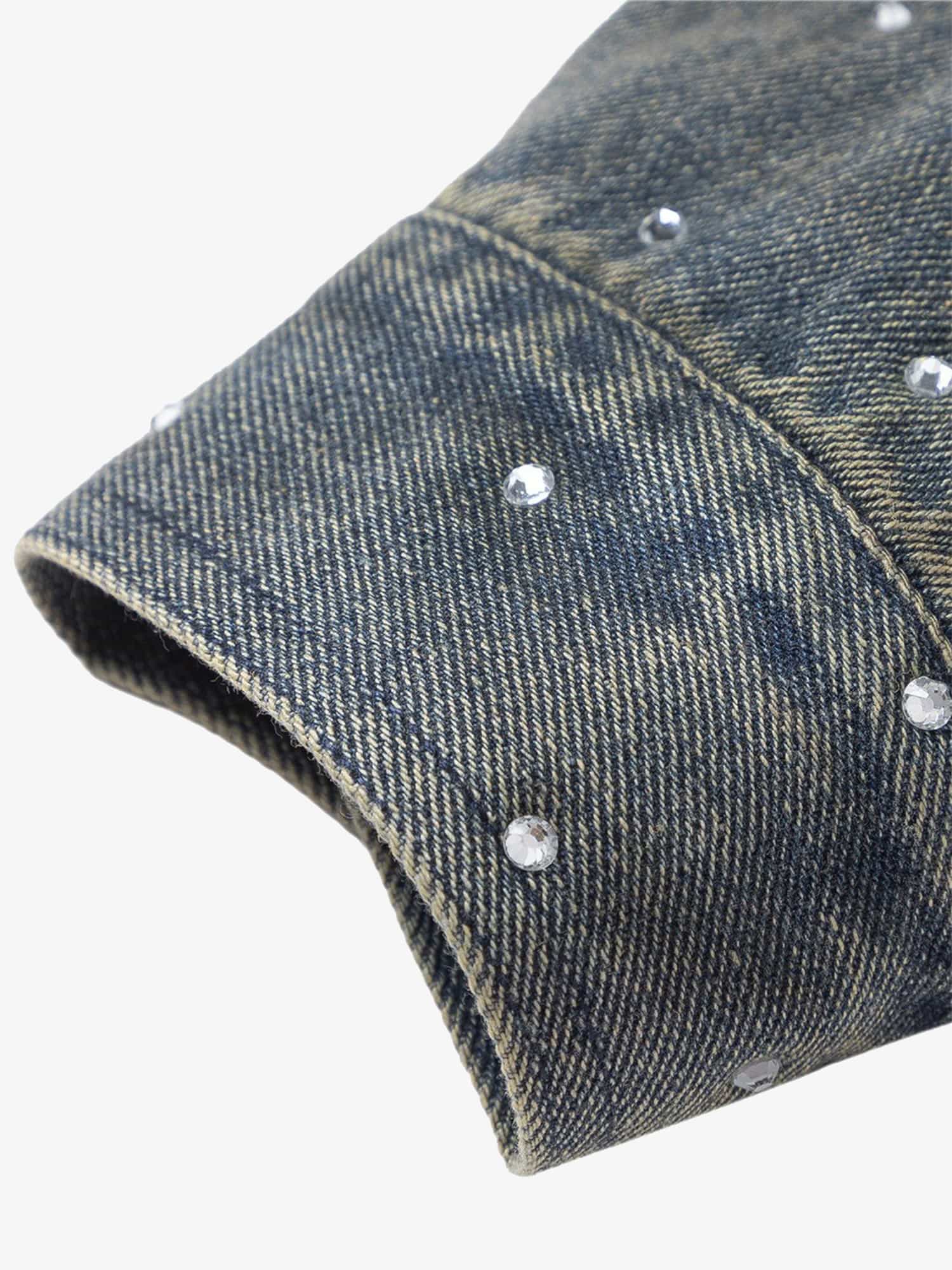 Thesupermade Hip-hop Beaded Washed Denim Jacket - 2264 