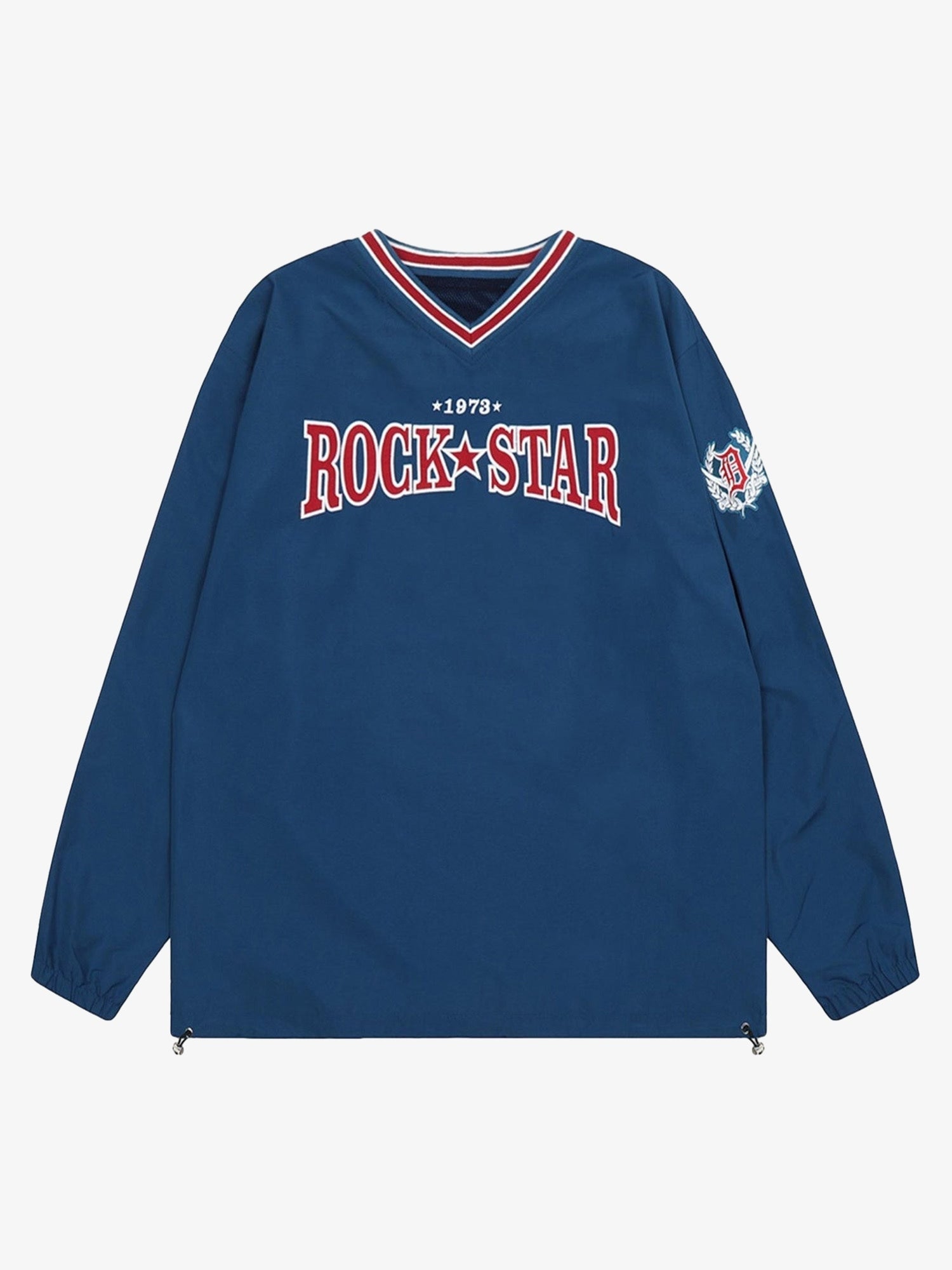 Thesupermade Retro Embroidered Monogrammed V-neck Sweatshirt - 2146 