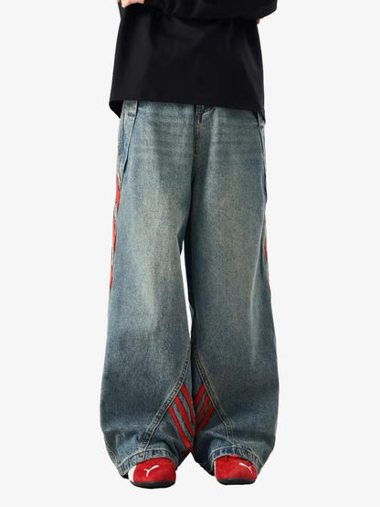 Thesupermade American Retro Contrast Washed Jeans 