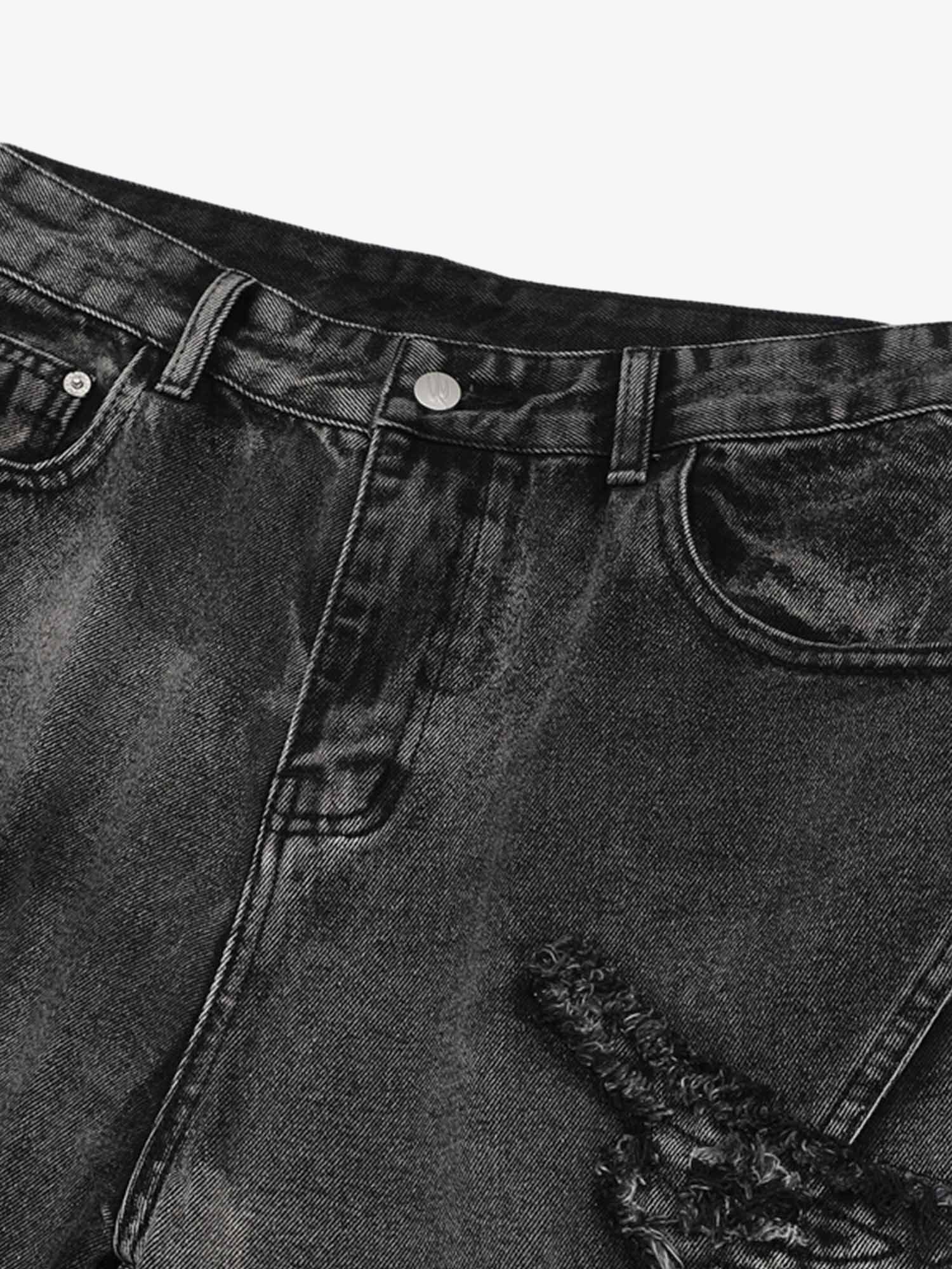 Thesupermade Raw Edge Patch Straight Jeans 