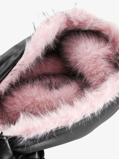 Leather Pink Fur Hooded Quilted Jacket 