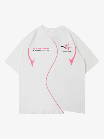 Thesupermade High Street Motorcycle Print Asymmetric T-shirt 