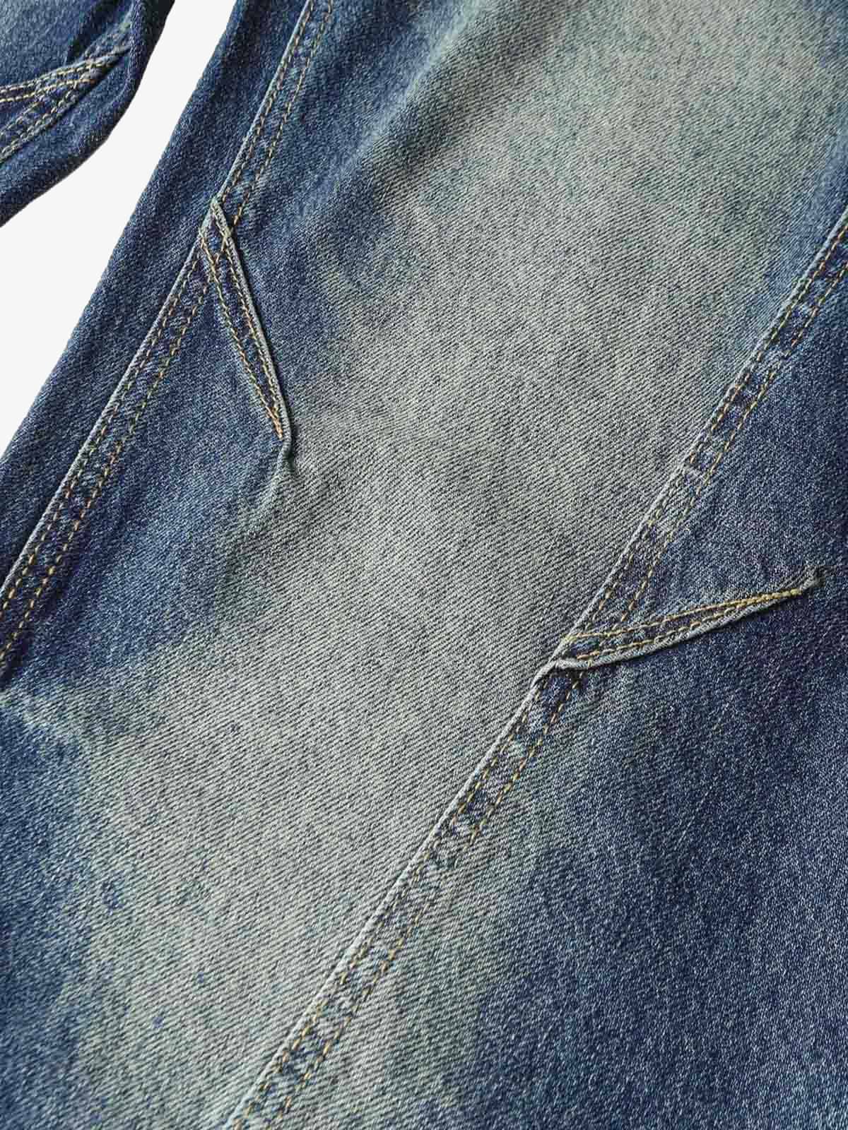 Washed Distressed Deconstructed Pleated Scimitar Jorts 