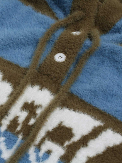 Thesupermade Hooded Striped Knit Sweater 