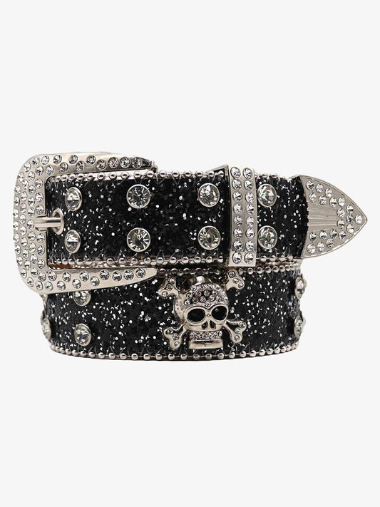 Thesupermade Rhinestone Skull Belt - 1668 