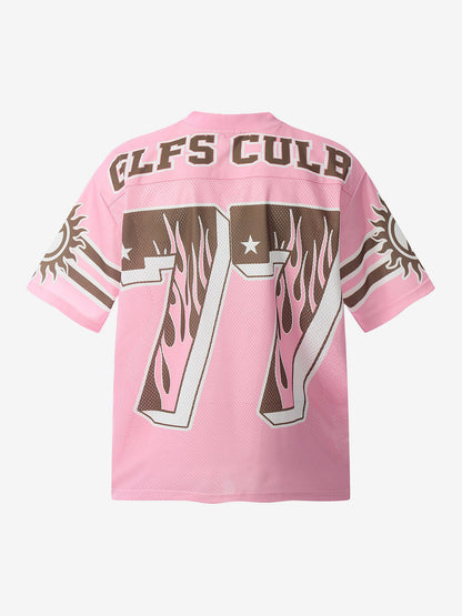 Sports Digital Jersey Style Flame Print T-Shirt 
