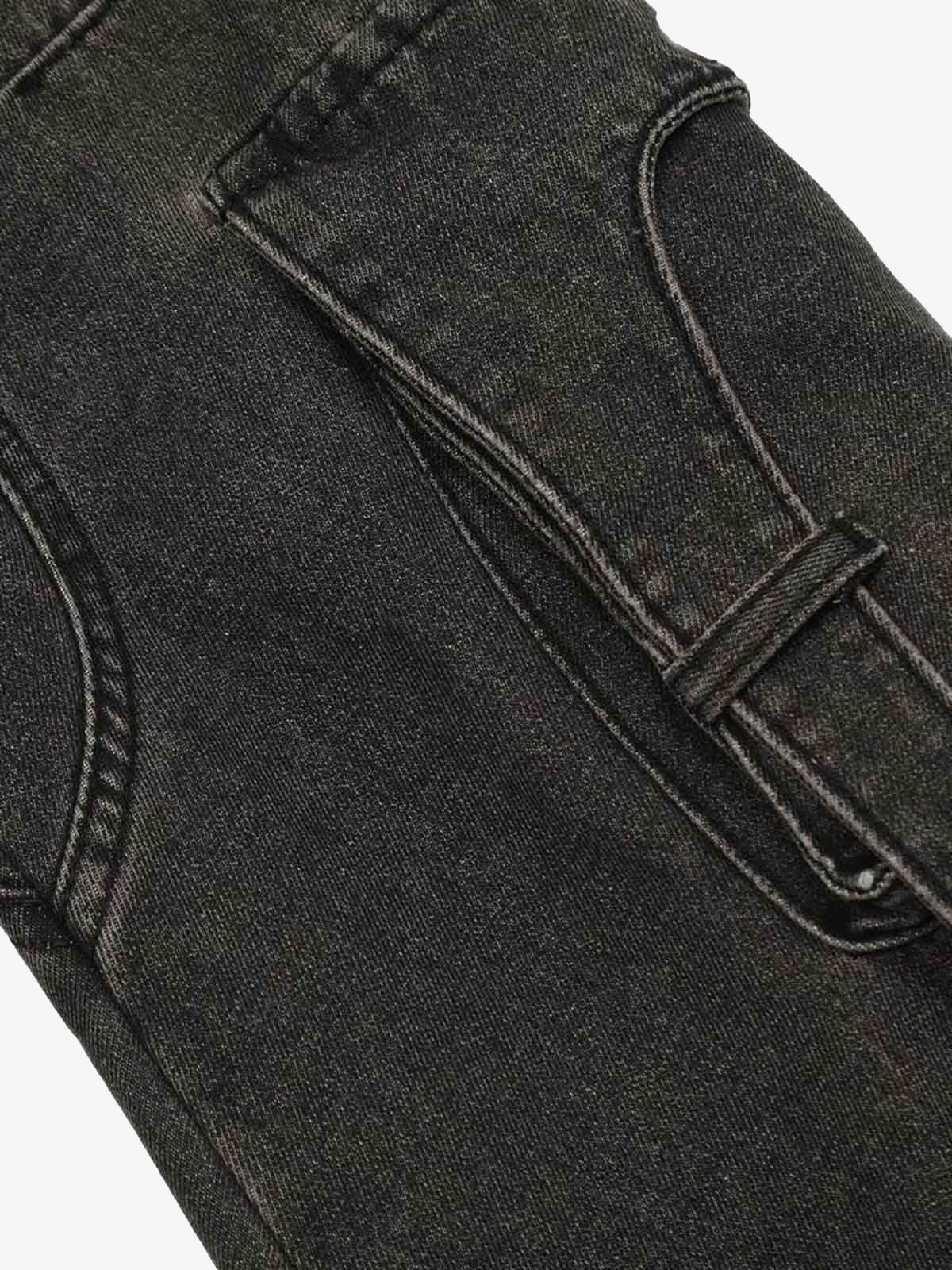 Washed Multi-Pocket Bootcut Jeans 