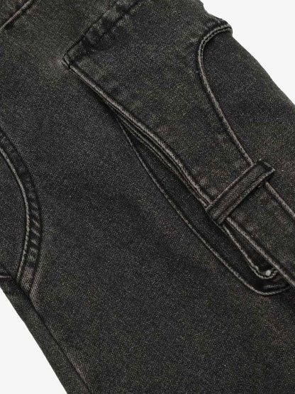 Washed Multi-Pocket Bootcut Jeans 