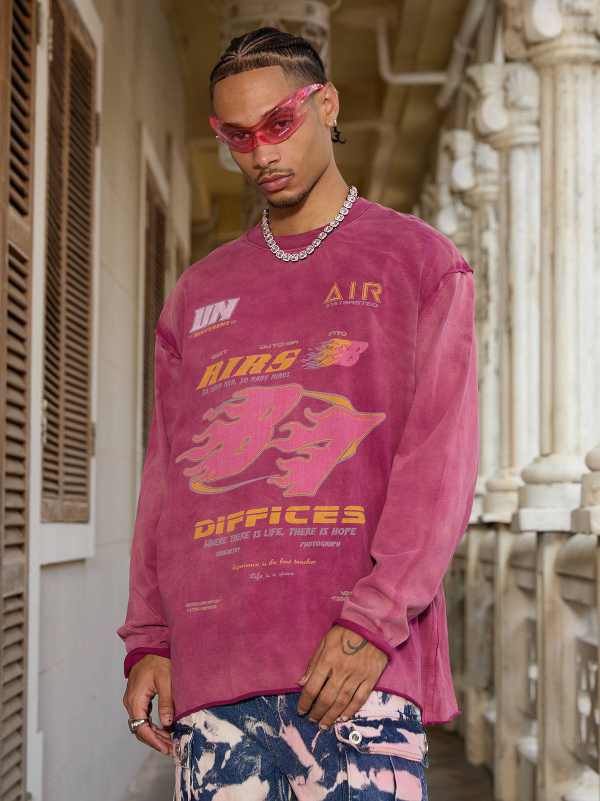 Thesupermade Washed Edge Long Sleeve T-Shirt 
