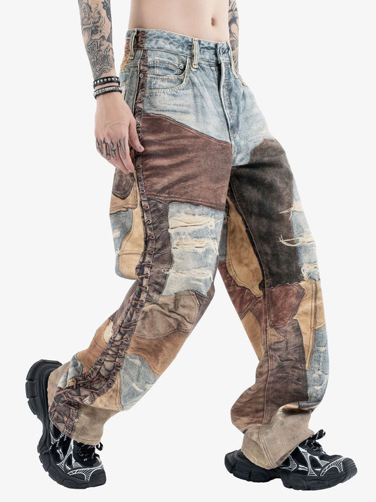 Thesupermade High Street Distressed Washed Printed Jeans - 2246 