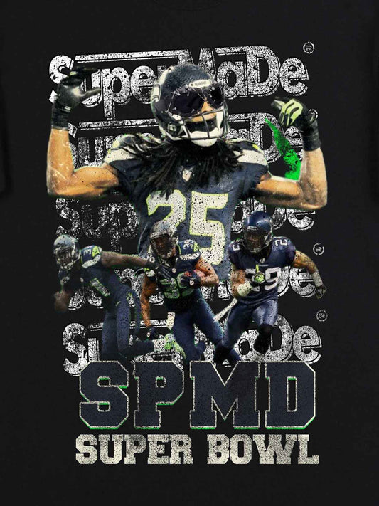 Super Bowl Football Print T-shirt - 2309 