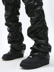 Thesupermade Punk Style Pleated Leather Pants - 2195 