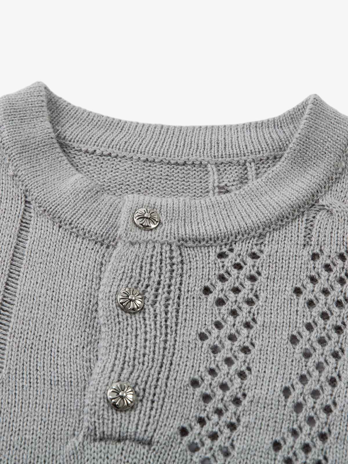 Openwork Knit Short-Sleeve Sweater 