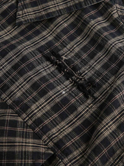 Distressed Plaid Short-Sleeve Shirt 