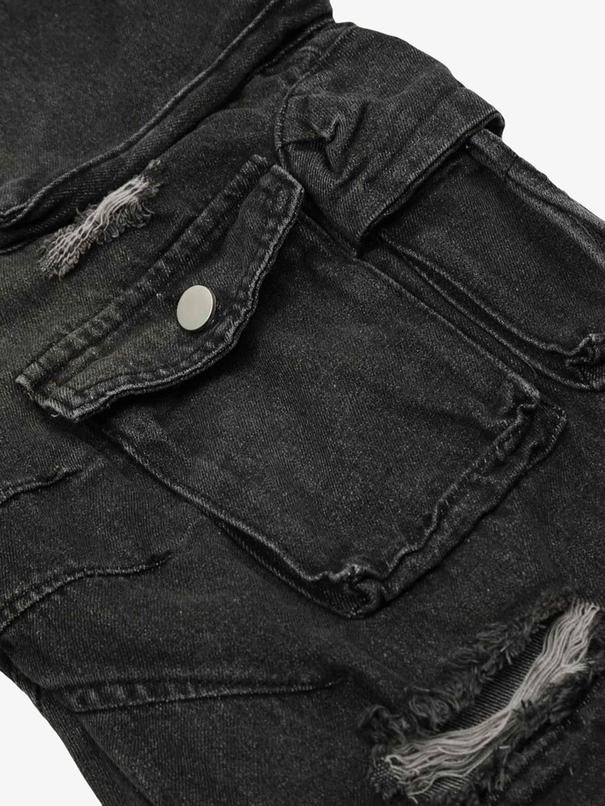Thesupermade Washed Multi-pocket Work Cargo Jeans - 1830 