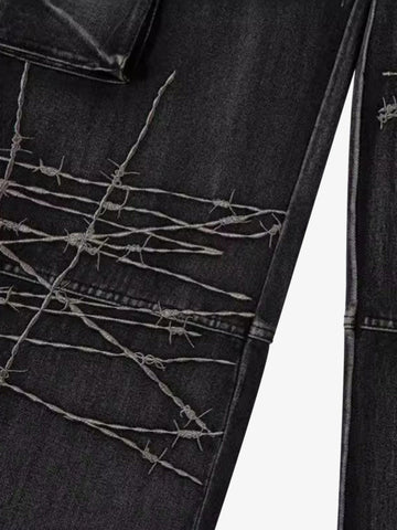 Thesupermade High Street Embroidery Hip-Hop Jeans - 2122 