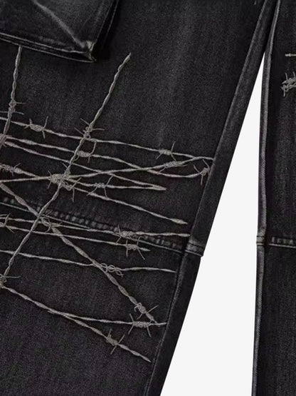 Thesupermade High Street Embroidery Hip-Hop Jeans - 2122 