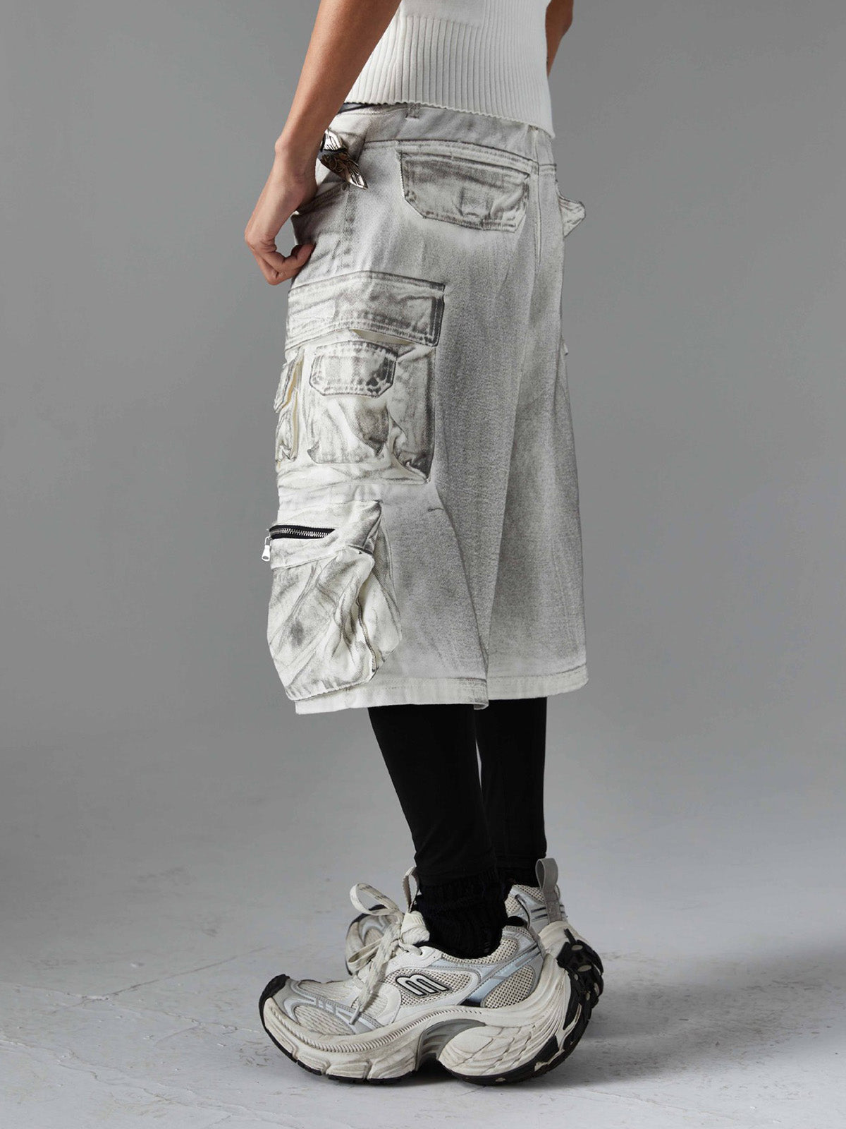 Distressed Multi-Pocket Cargo Shorts 