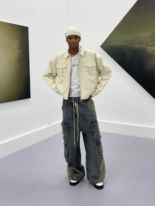 Thesupermade Wide Leg Multi-Pocket Straight Leg Loose Jeans - 1666 