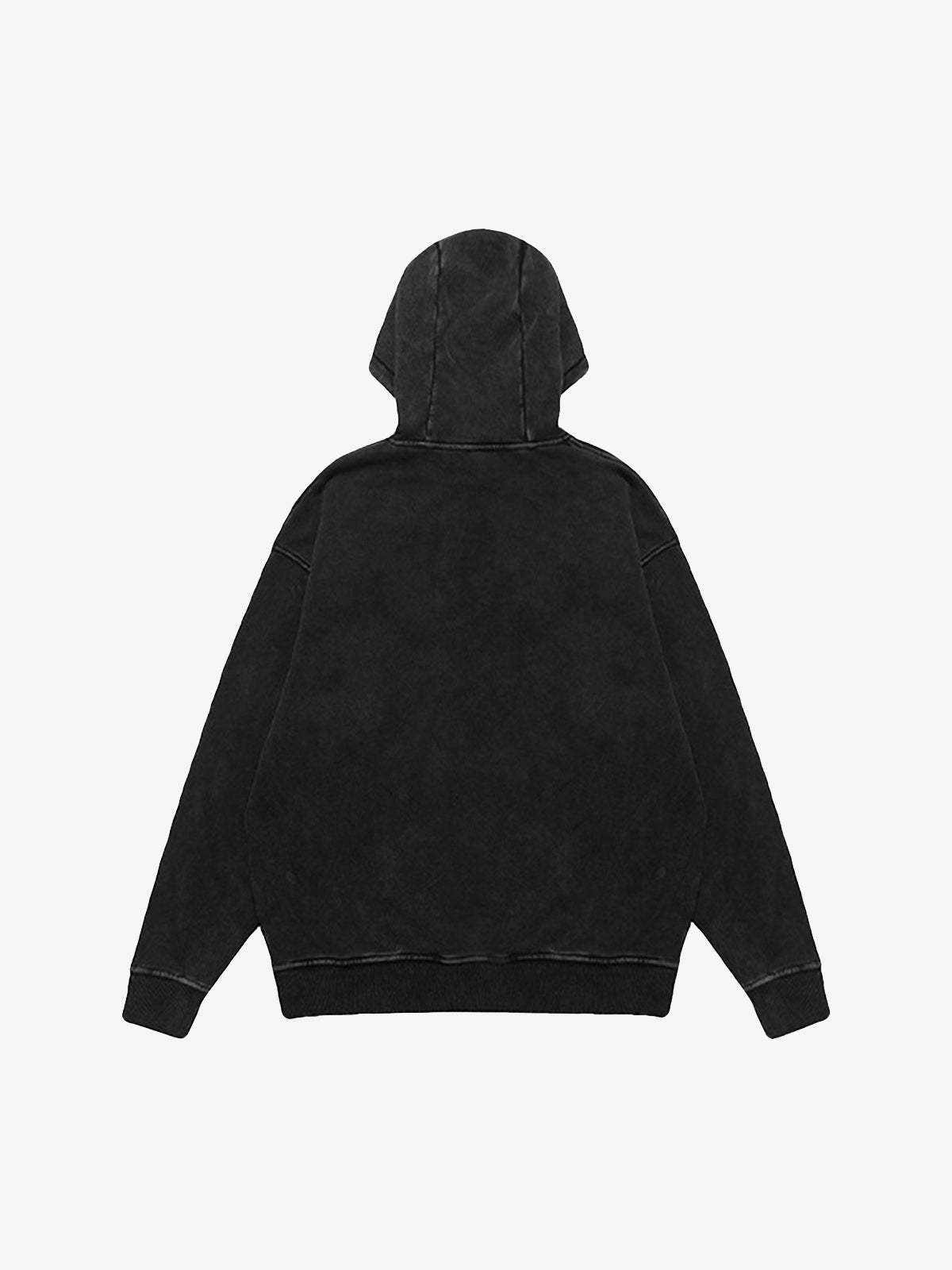 Heavy Washed Letter Portrait Print Fleece Hoodie 