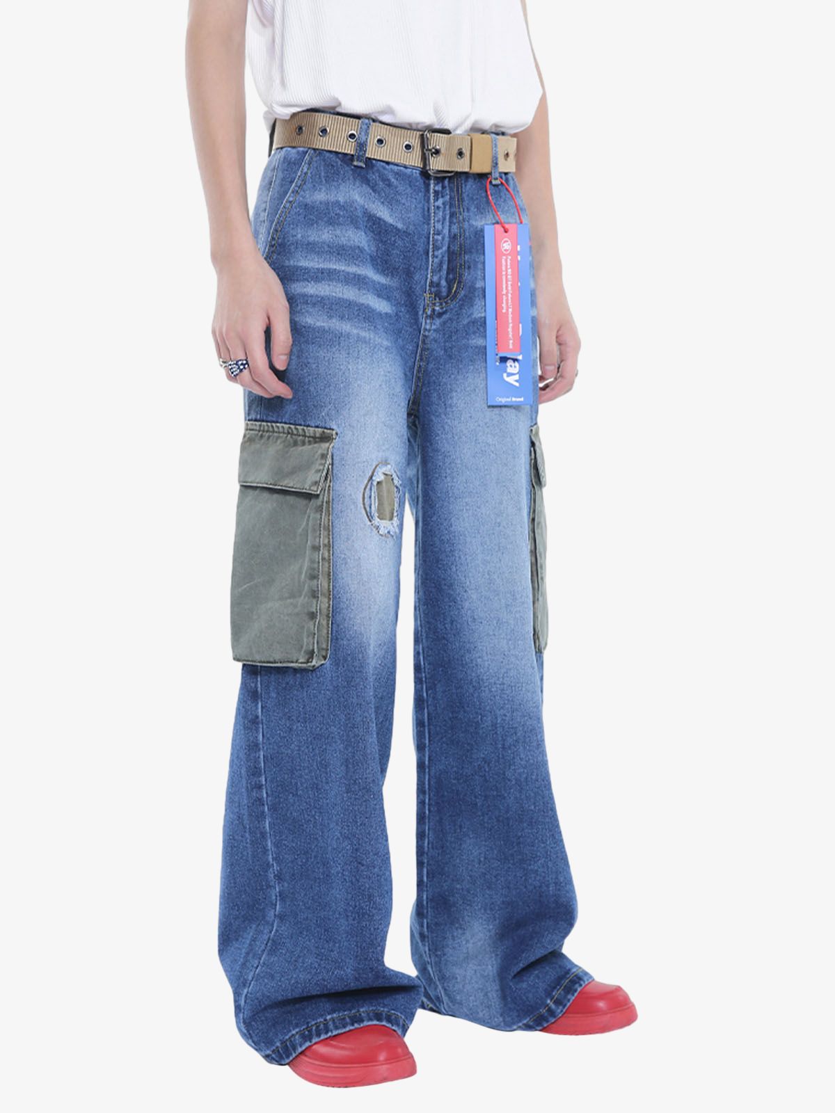 Thesupermade Homemade Large Pocket Cargo Jeans 