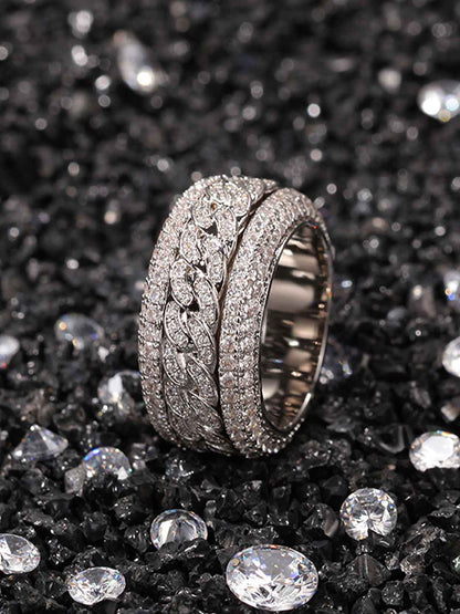 Thesupermade Full Diamond Spinnable Ring 