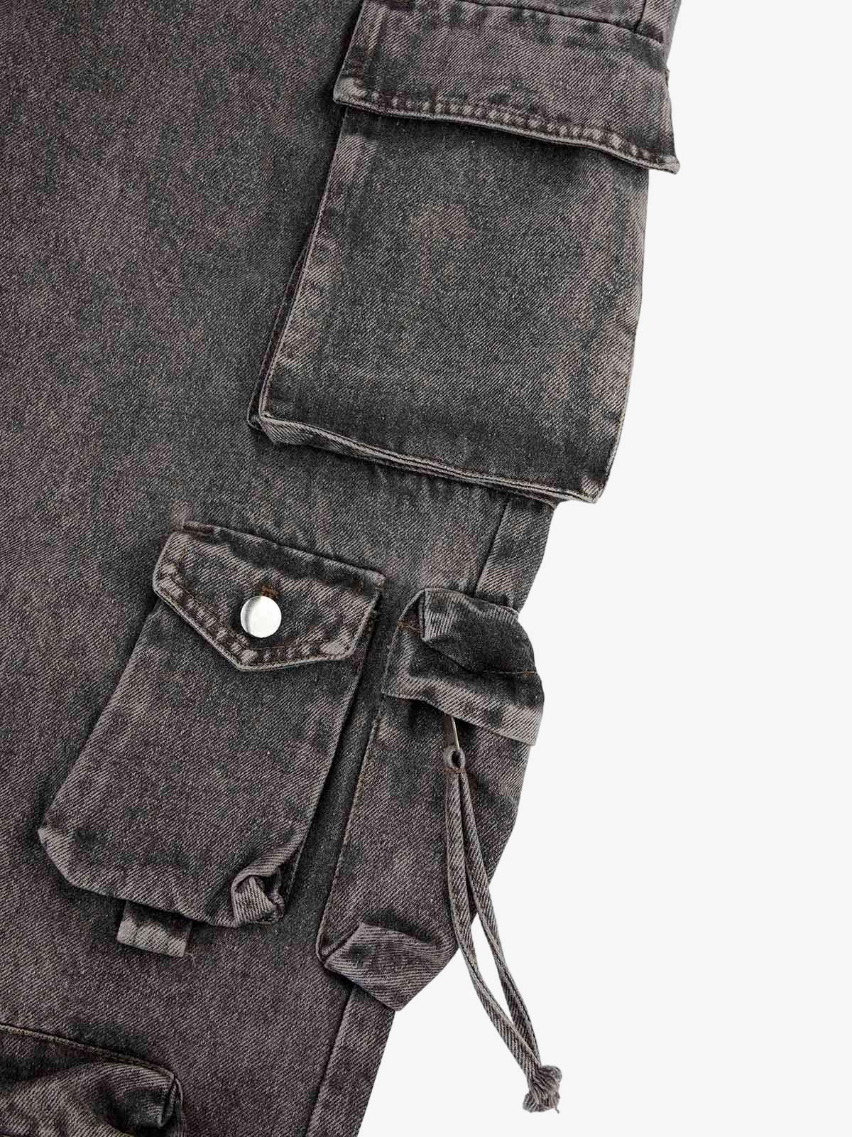 Thesupermade Street Stitching Multi-Pocket Workwear Washed Jeans - 2209 