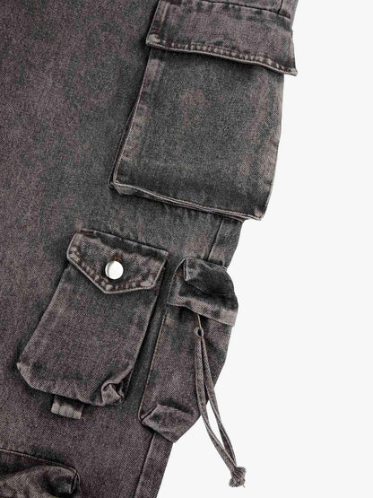 Thesupermade Street Stitching Multi-Pocket Workwear Washed Jeans - 2209 