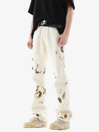 Thesupermade American Retro Lace Patchwork Jeans 