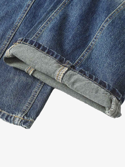 Washed Distressed Deconstructed Pleated Scimitar Jorts 
