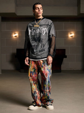 Street Oil Painting Color Straight Jeans - 2348 