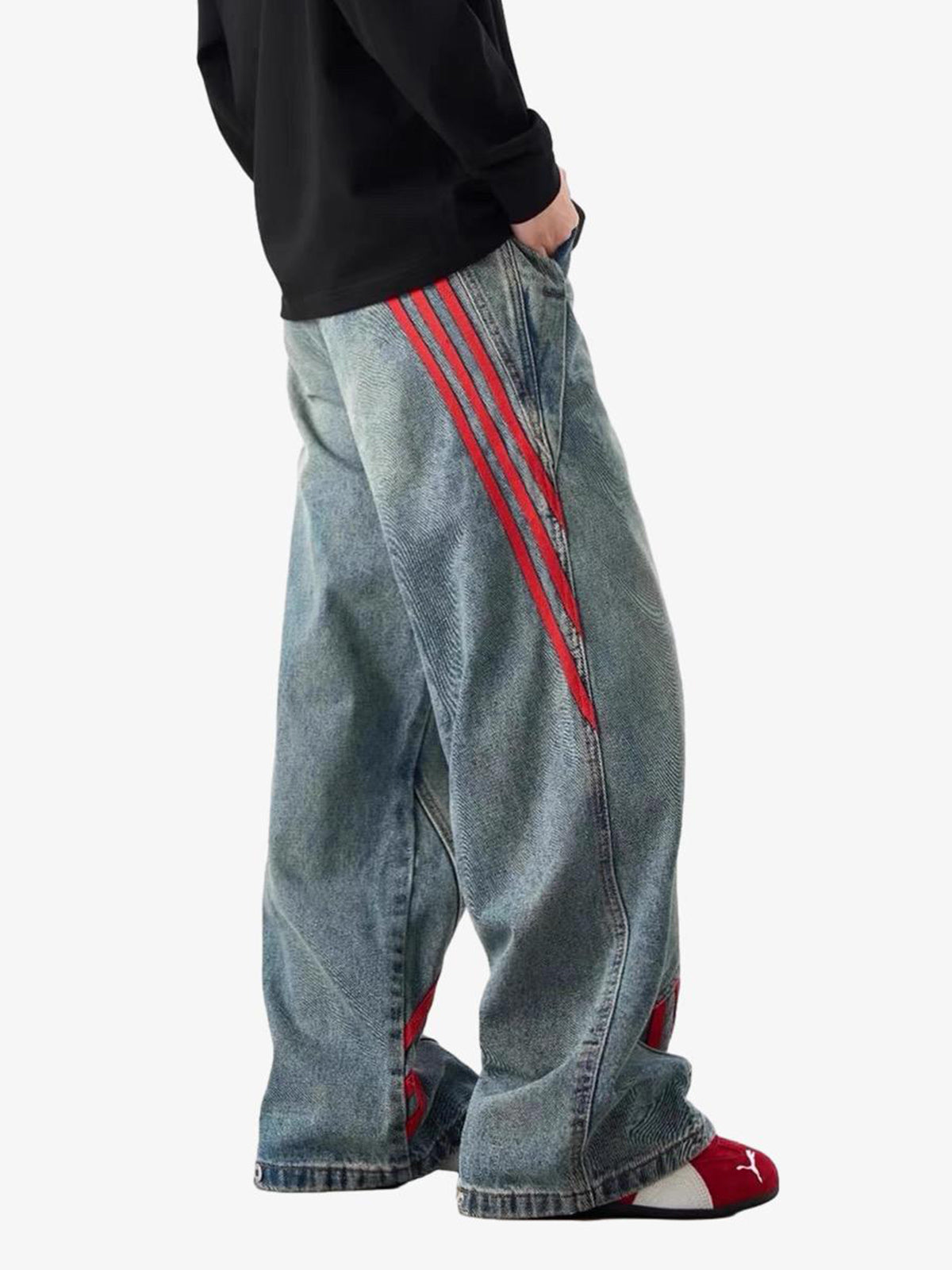 Thesupermade American Retro Contrast Washed Jeans 