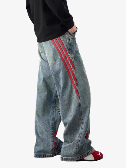 Thesupermade American Retro Contrast Washed Jeans 