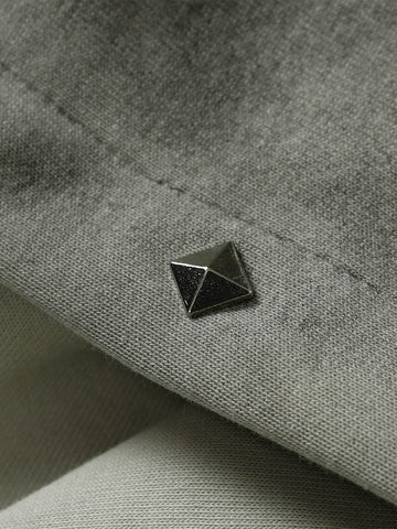 Street Washed Distressed Stitching Rivet Hooded Jacket 