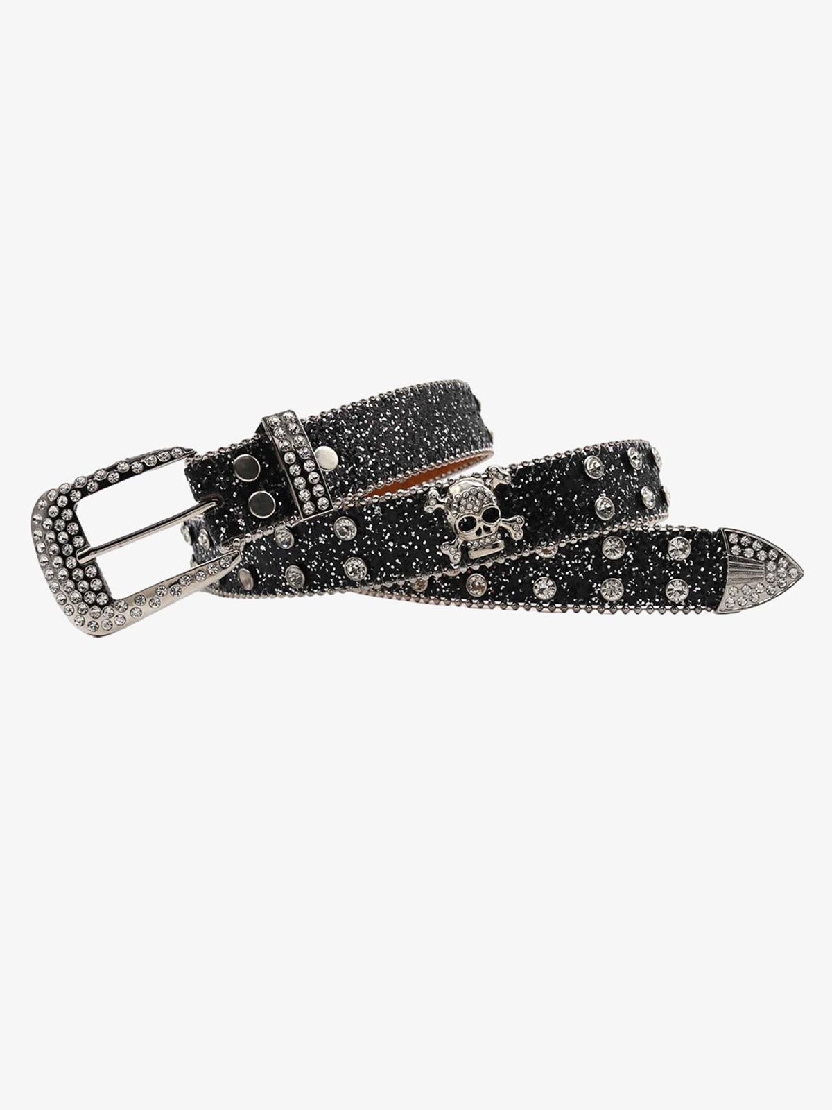 Thesupermade Rhinestone Skull Belt - 1668 