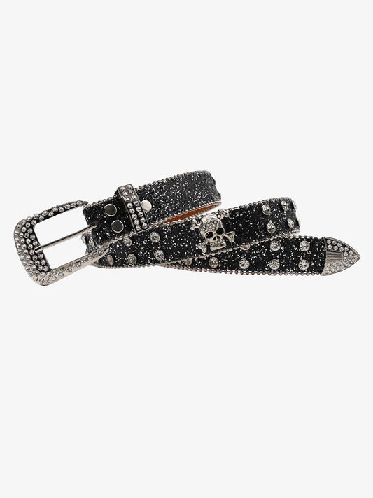 Thesupermade Rhinestone Skull Belt - 1668 