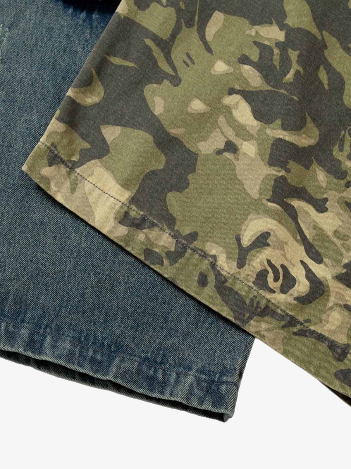 Camouflage Patchwork Workwear Straight Jeans 