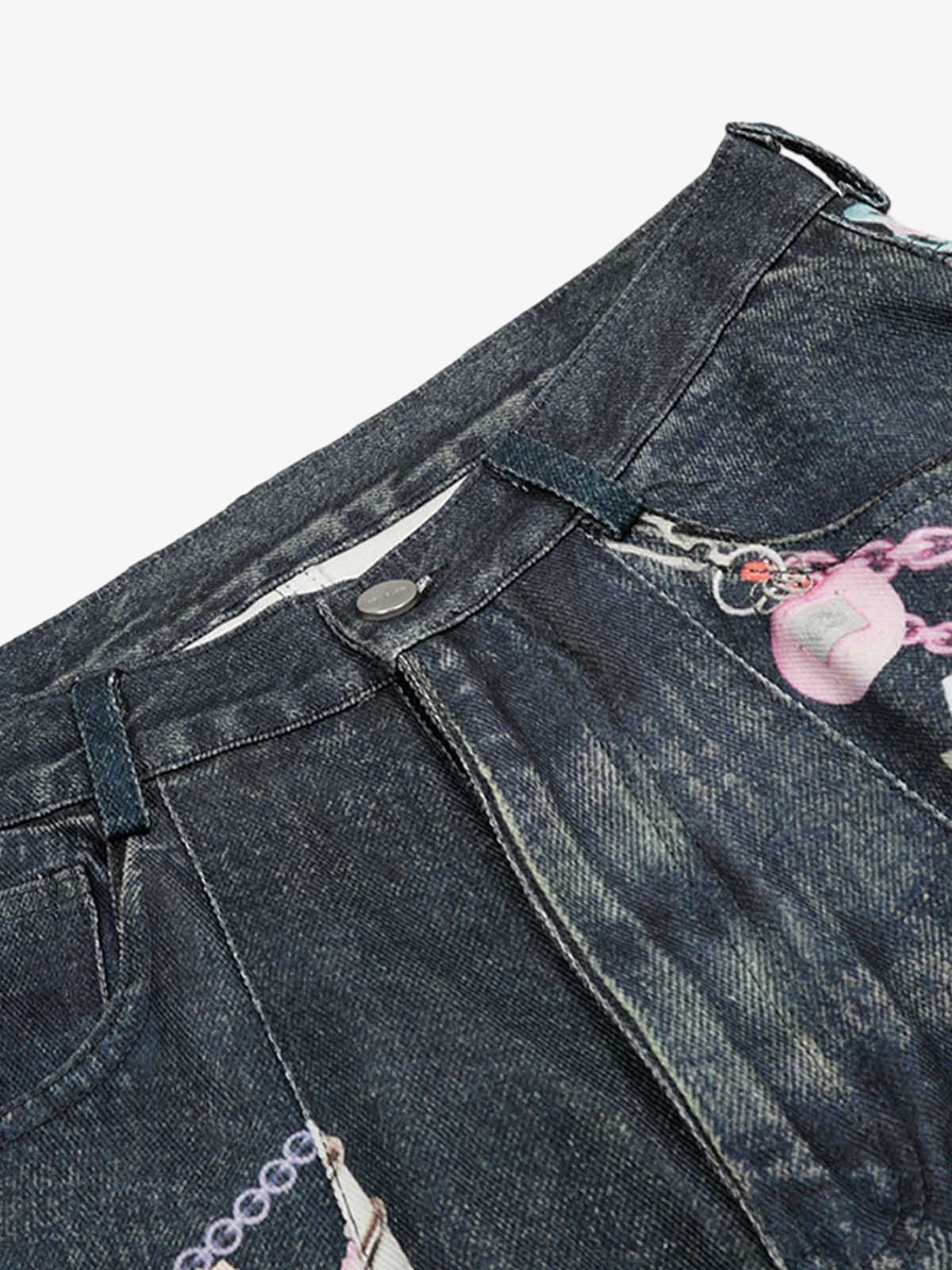 Embellished Chain Denim Shorts 