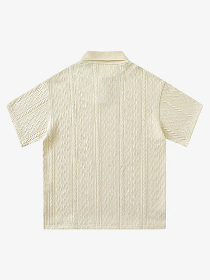 Vintage Print Lapel Short Sleeve Polo Shirt 