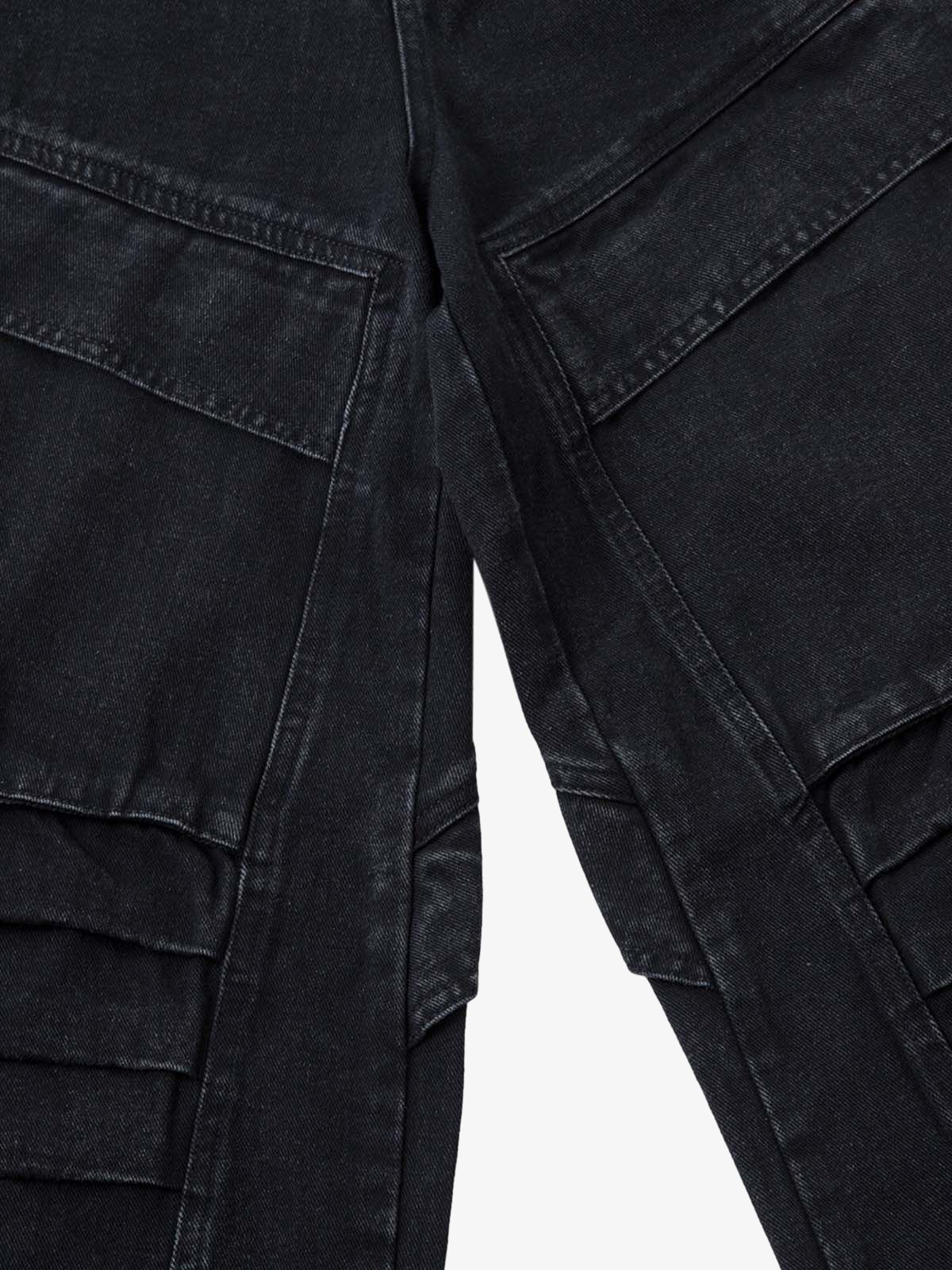 Deconstructed Split Pleated Pocket Cargo Jeans 