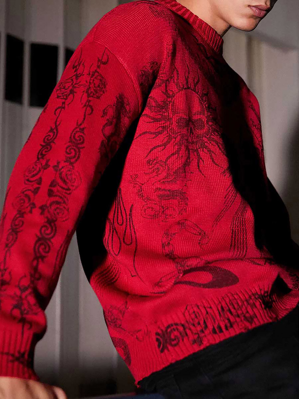 Thesupermade Skull Print Distressed Sweater - 1002 